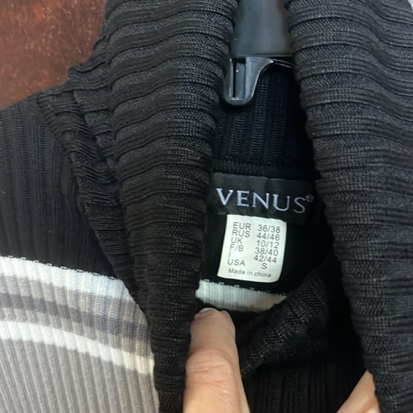 Venus Striped Knit Sweater Bodycon Dress Women’s Size S with Turtleneck - Picture 4 of 8